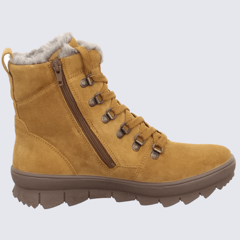 Bottines montantes Legero, bottines doublure chaude Gore-Tex femme en daim jaune