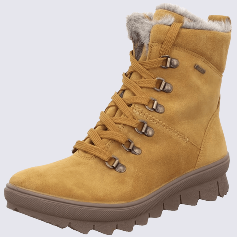 Bottines montantes Legero, bottines doublure chaude Gore-Tex femme en daim jaune
