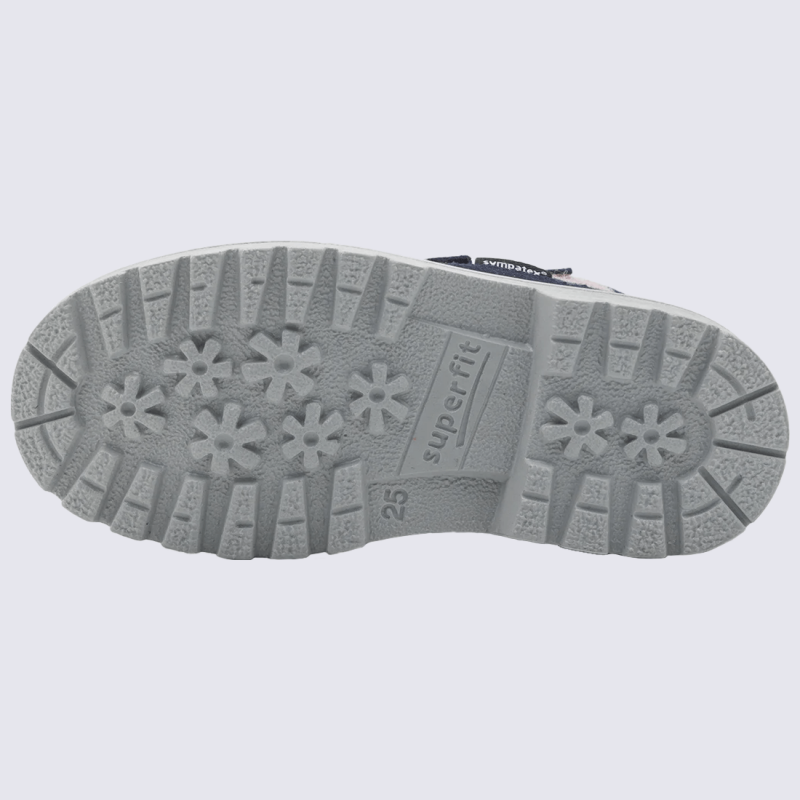 Baskets Superfit, baskets motif cœur à velcro imperméable filles en cuir bleu et rose