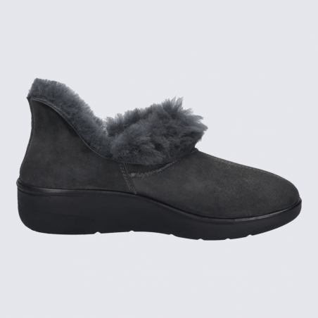 Mules Josef Seibel, mules modernes doublures chaude femme en textile anthracite Mules Josef Seibel, mules modernes doublures chaude femme en textile anthracite