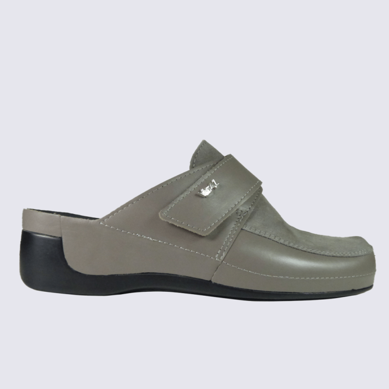 Mules Vital, mules tendance et chic femme en cuir gris
