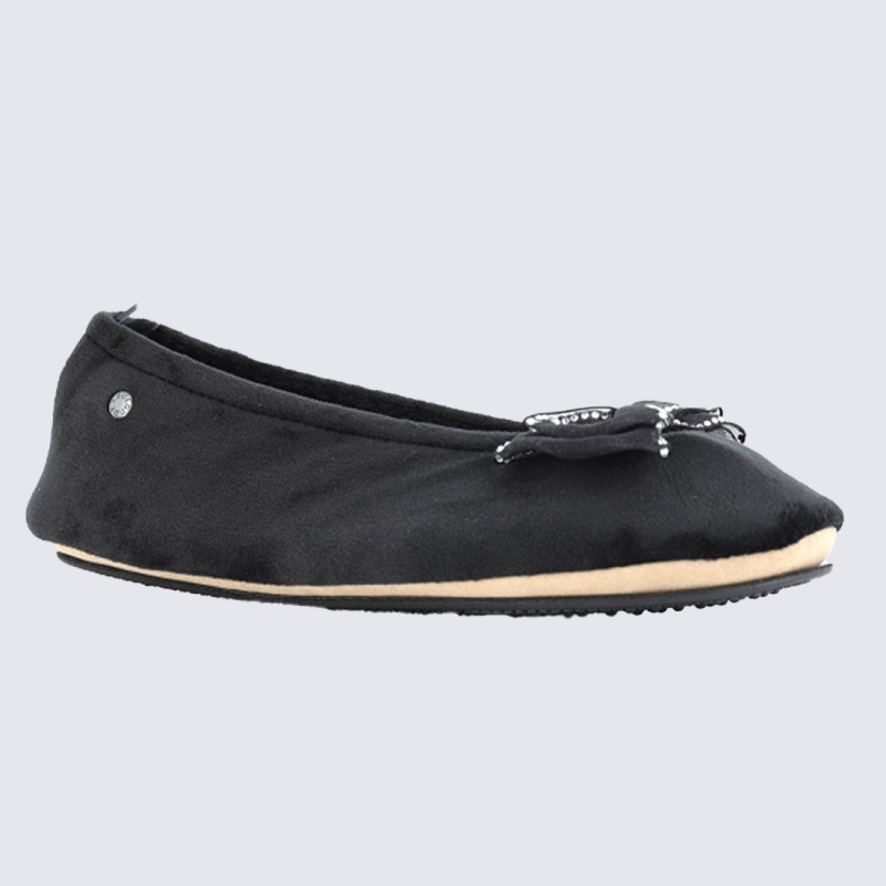 Chaussons Isotoner, chaussons ballerines femme textile noir