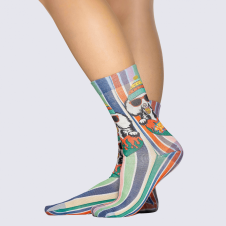 Chaussettes Wigglesteps, chaussettes motif chien stylé femme en coton bio vert Chaussettes Wigglesteps, chaussettes motif chien stylé femme en coton bio vert