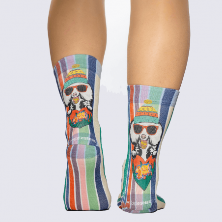 Chaussettes Wigglesteps, chaussettes motif chien stylé femme en coton bio vert Chaussettes Wigglesteps, chaussettes motif chien stylé femme en coton bio vert