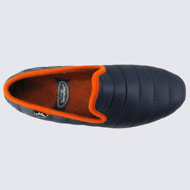 Chaussons Semelflex, chaussons charentaises chaude homme textile marine