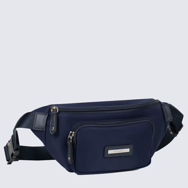 Sac Banane En Cuir Hexagona - Modèle #512 - Taille Moyenne Noir - Occasion Très Bon état