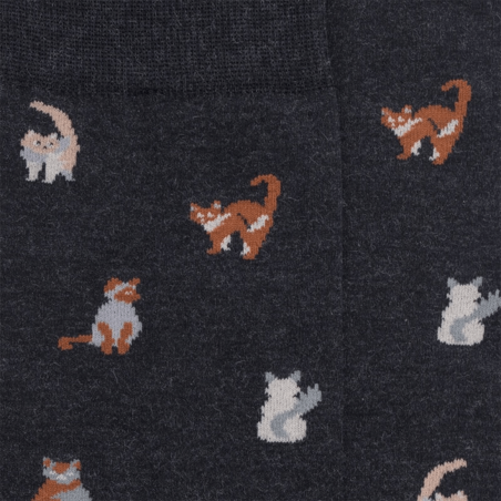 Chaussettes Doré Doré, chaussettes motif chats homme en coton anthracite Chaussettes Doré Doré, chaussettes motif chats homme en coton anthracite