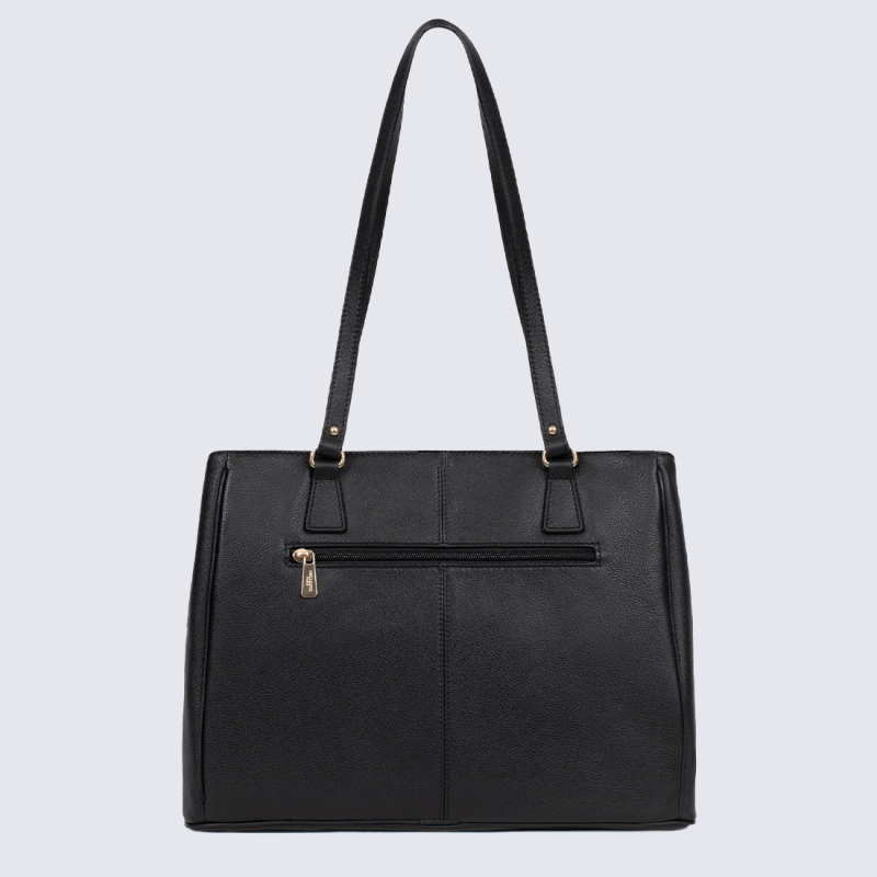 Sac à bandoulière Hexagona, sac à bandoulière classe et moderne femme en cuir noir