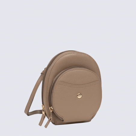 Pochette Hexagona, Pochette à bandoulière tendance femme en cuir biscuit Pochette Hexagona, Pochette à bandoulière tendance femme en cuir biscuit
