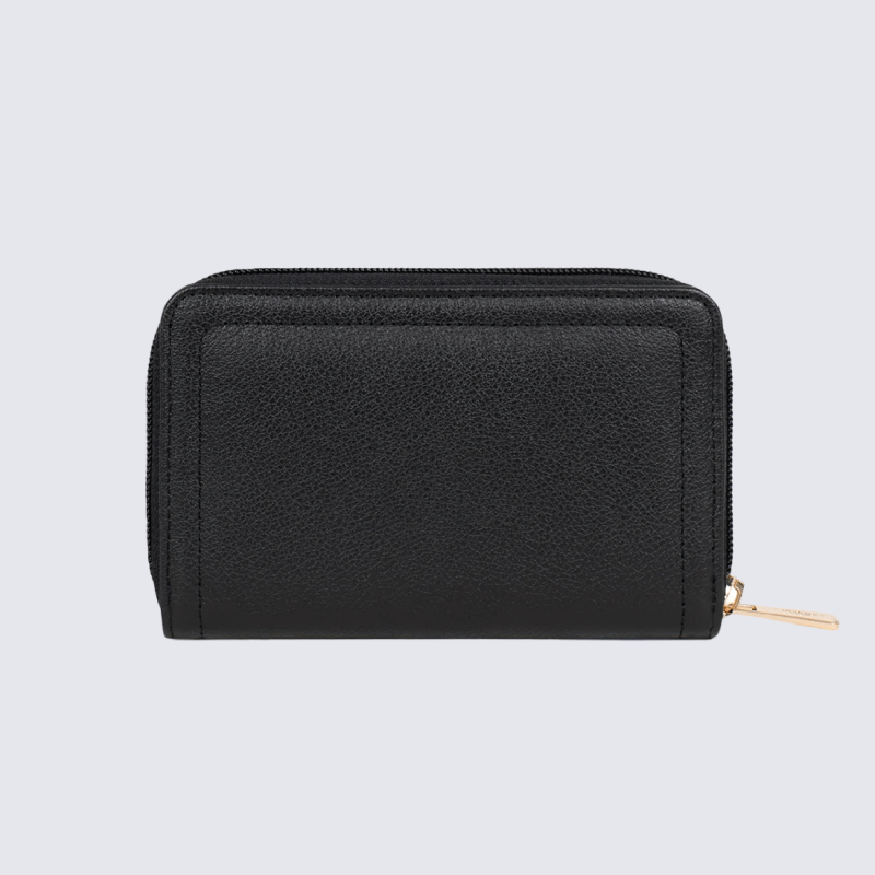 Portefeuille Hexagona, portefeuille, Stop RFID, en cuir de vachette femme noir