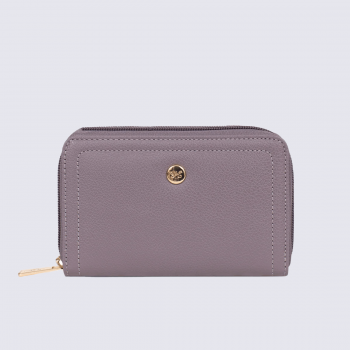 Portefeuille Hexagona, portefeuille, Stop RFID, en cuir de vachette femme prune