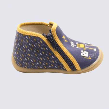 Baskets Bellamy, baskets à lacets et zip bi-textures pour garçons motif robot en textile marine Baskets Bellamy, baskets à lacets et zip bi-textures pour garçons motif robot en textile marine