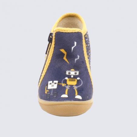 Baskets Bellamy, baskets à lacets et zip bi-textures pour garçons motif robot en textile marine Baskets Bellamy, baskets à lacets et zip bi-textures pour garçons motif robot en textile marine