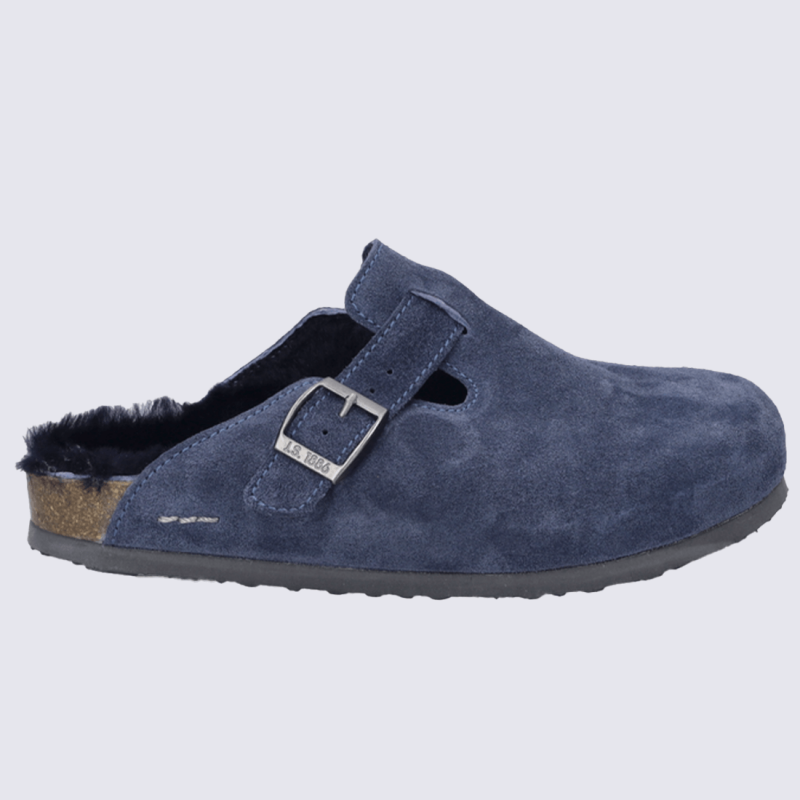 Mules Josef Seibel, mules moderne et chaude femme en textile bleu marine