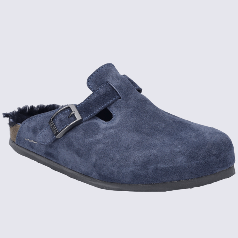 Mules Josef Seibel, mules moderne et chaude femme en textile bleu marine