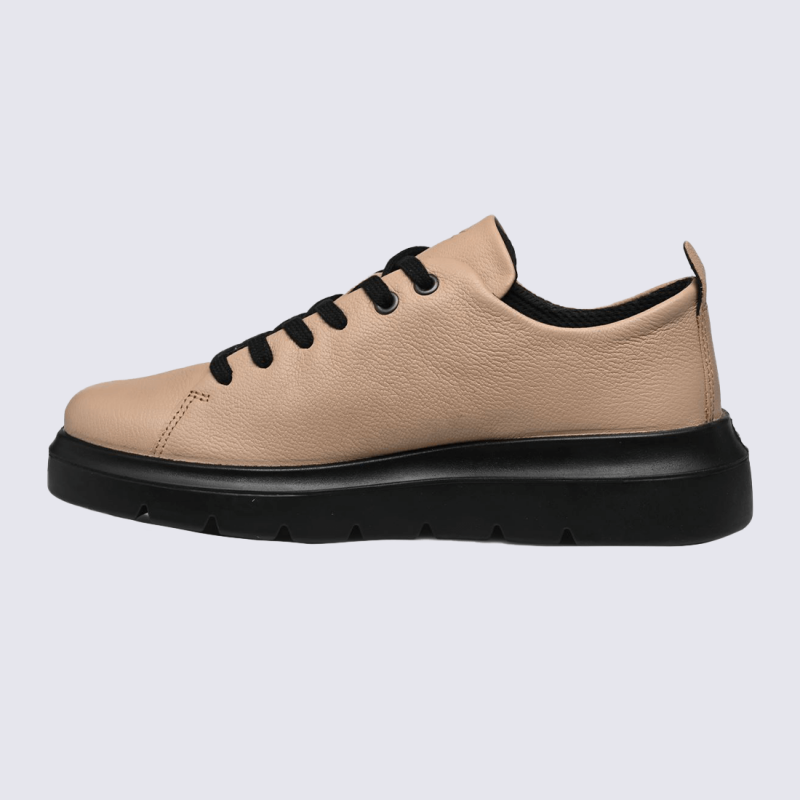 Baskets Ecco, baskets moderne et chic à lacets femme en cuir nude