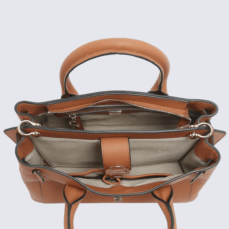 Sac à main Etrier, sac à main ligne equestre femme en cuir Camel