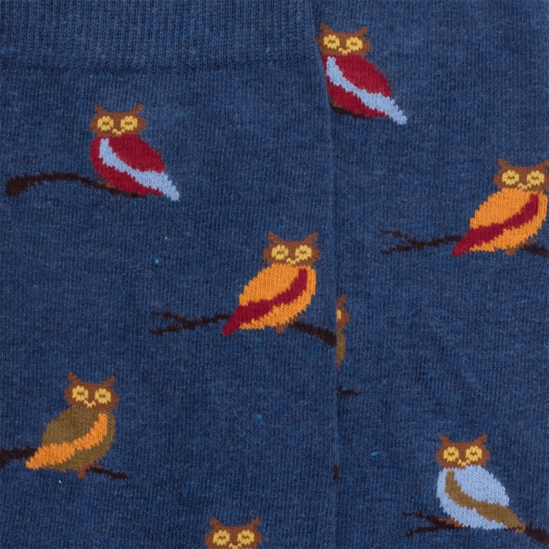 Chaussettes Doré Doré, chaussettes motif hiboux femme en coton bleu marine