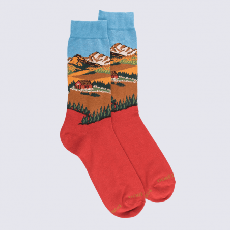 Chaussettes Doré Doré, chaussettes motif champs femme en coton cognac Chaussettes Doré Doré, chaussettes motif champs femme en coton cognac