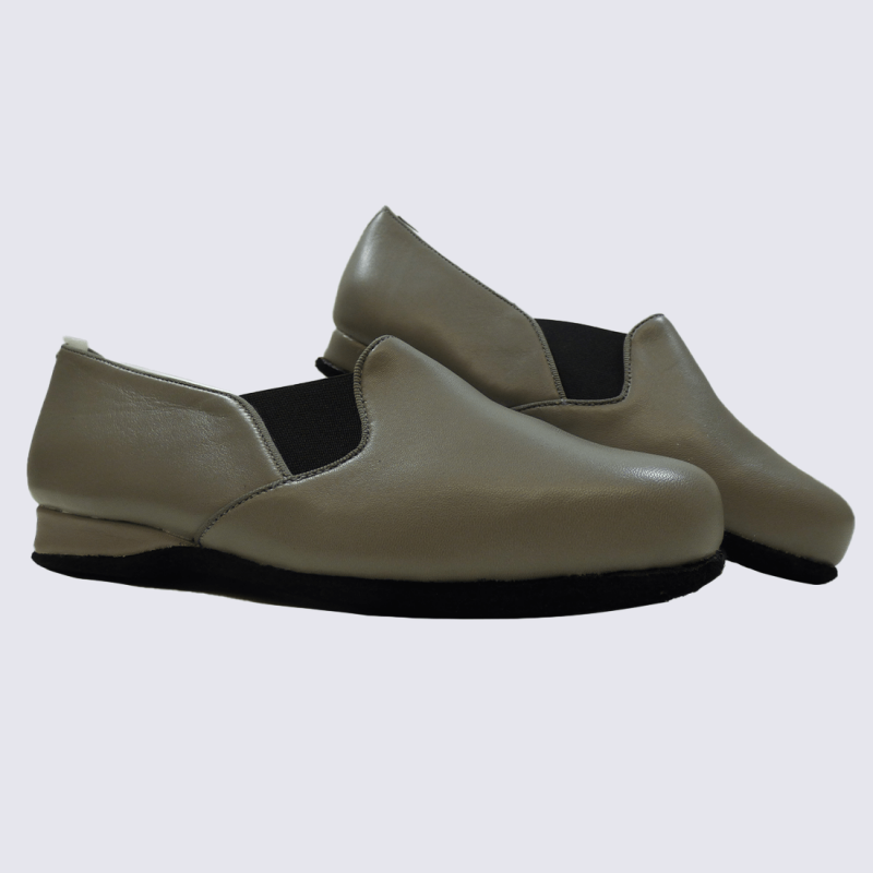 Pantoufles Heller, pantoufles à élastiques venito homme en cuir gris