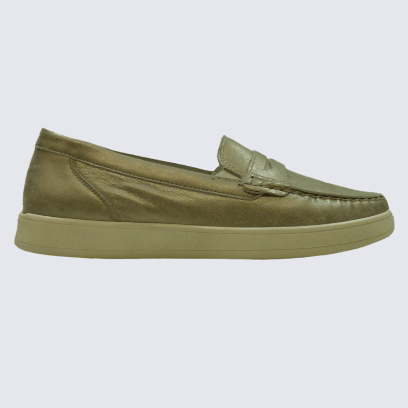 Mocassins Waldlaufer, mocassins modernes et confortables pour femme en cuir pierre