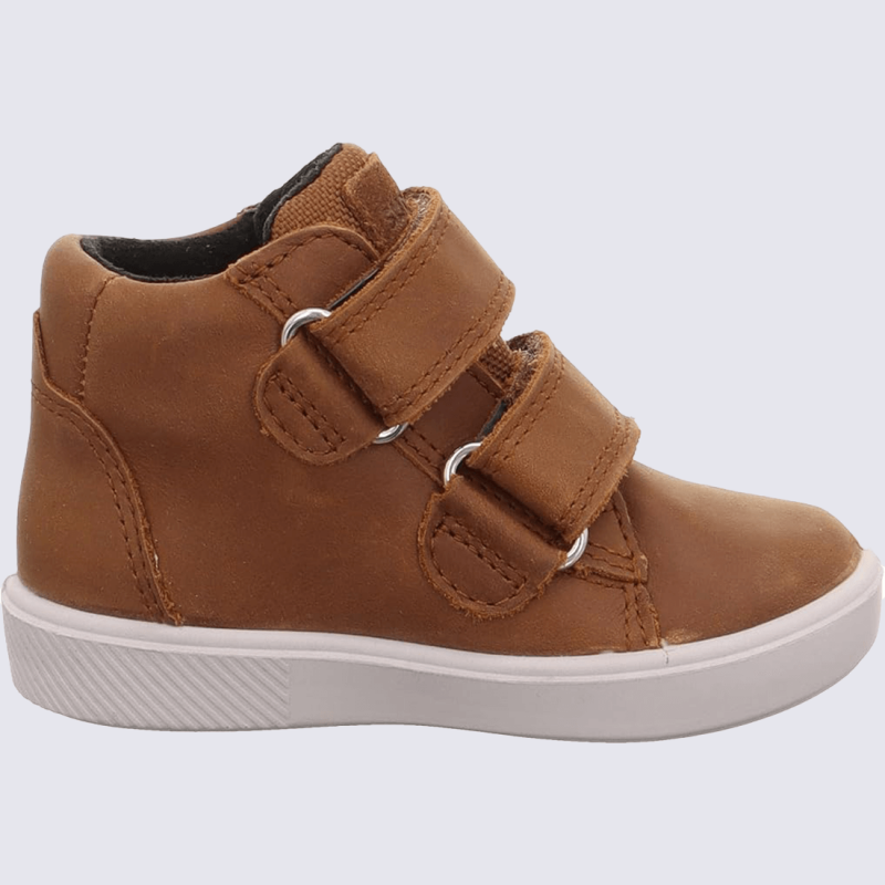 Bottines Superfit, bottines fermeture scratch pour garçon en cuir brun