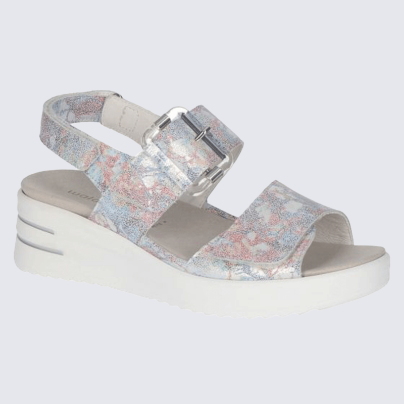 Sandales Waldlaufer, sandales compensées femme en cuir multicolore