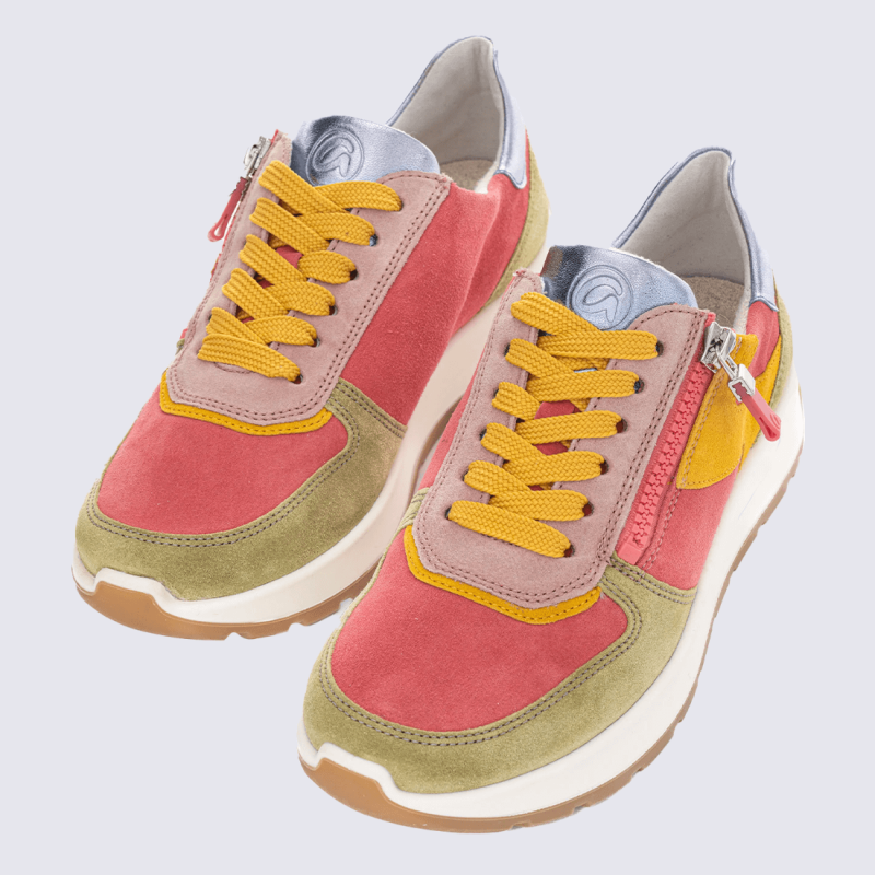 Baskets Ara, baskets élégantes et stylé pour femme en cuir velours New York multicolore