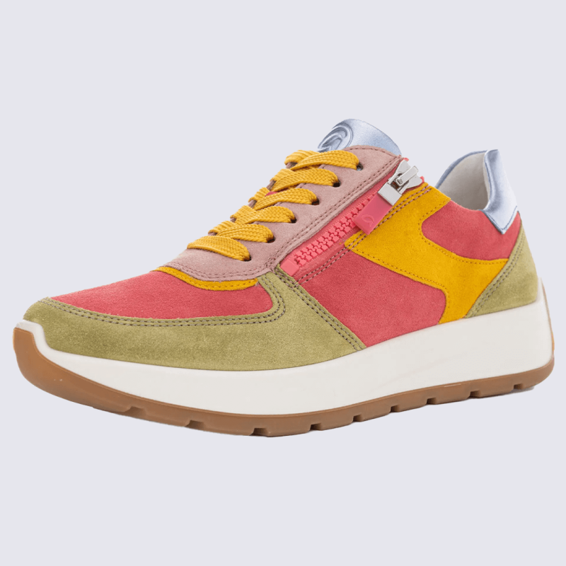 Baskets Ara, baskets élégantes et stylé pour femme en cuir velours New York multicolore