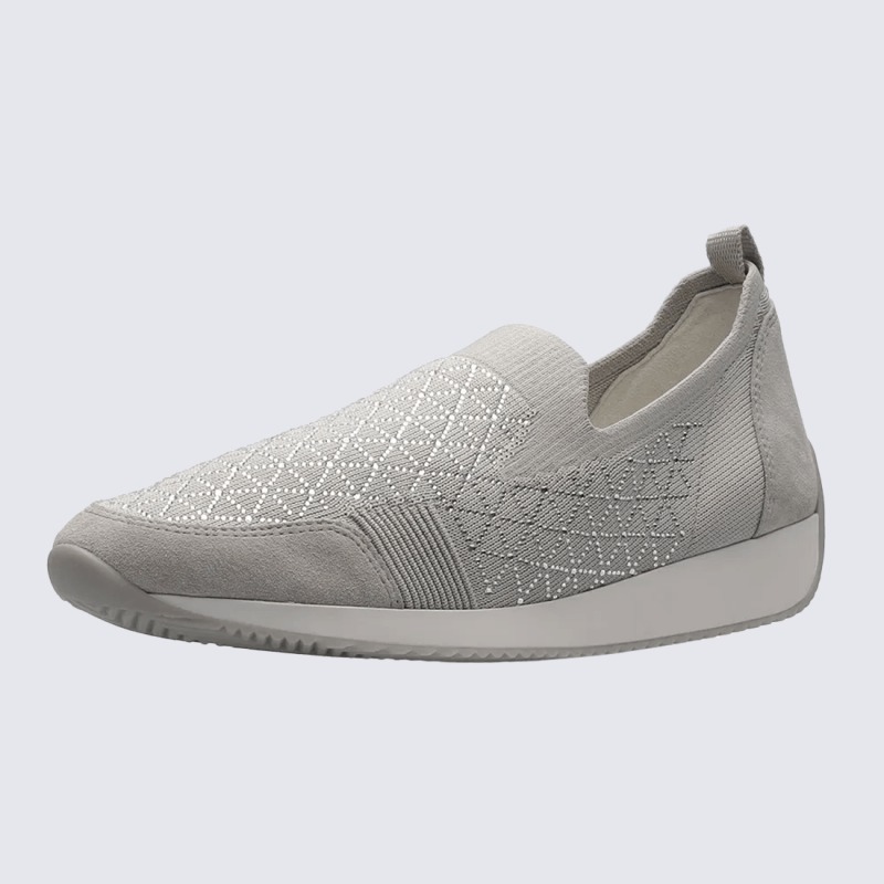 Mocassins Ara, mocassins élégants et confortables femme en textile argent