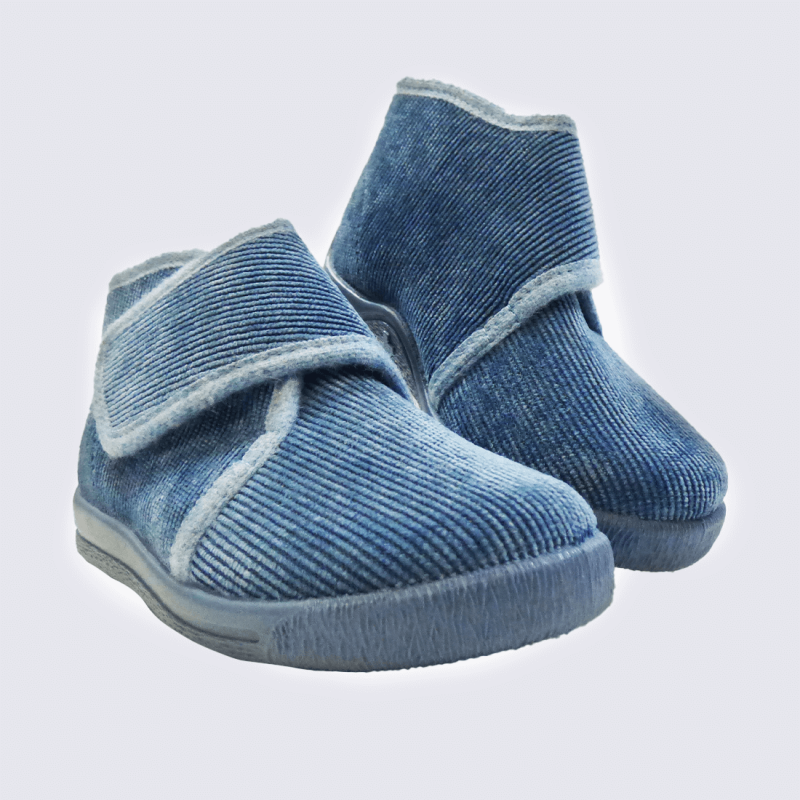 Baskets Bellamy, baskets à scratch en avec empiècement en textile velours jeans