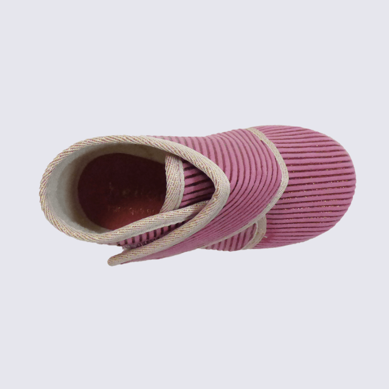 Baskets Bellamy, baskets à scratch confortable en textile velours perle rose