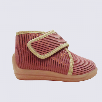 Baskets Bellamy, baskets à scratch confortable en textile velours perle rose