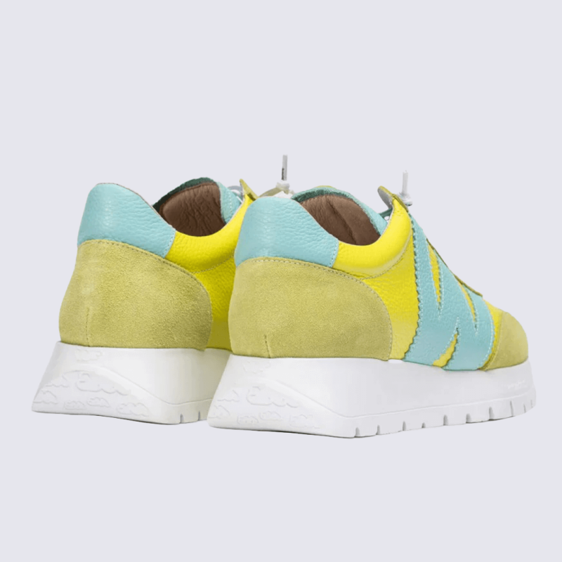 Sneakers Wonders, sneakers tendances motif W femme en cuir grainé vert