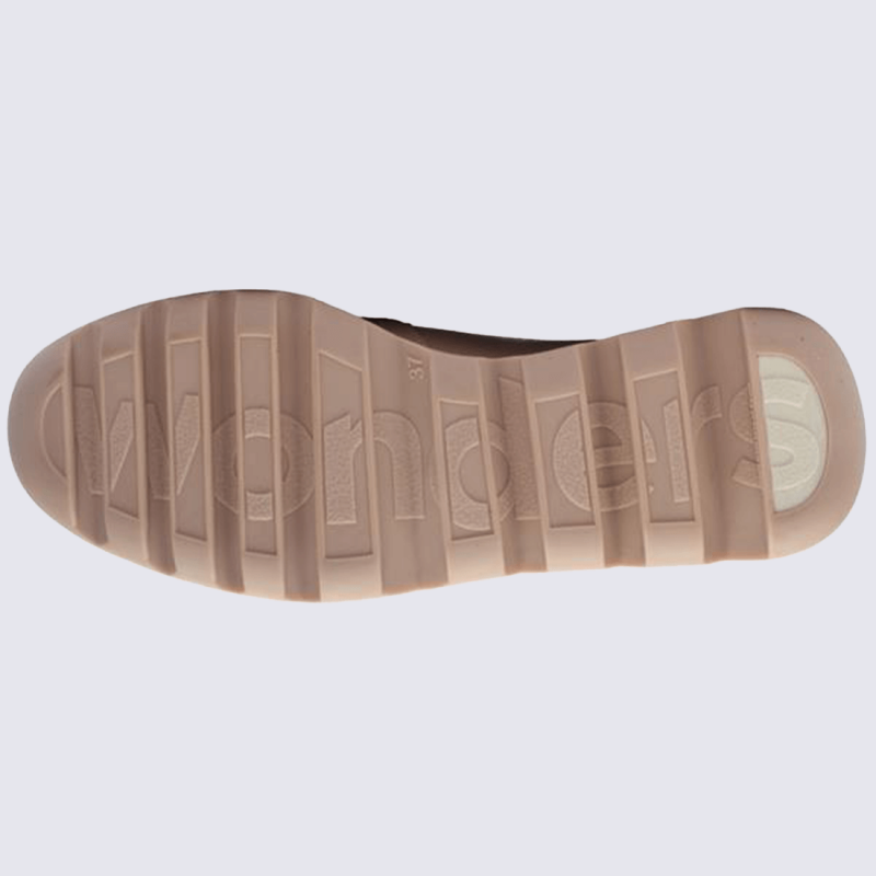 Mocassins Wonders, mocassins tendances chaîne métallique femme en cuir vernis rose et blanc