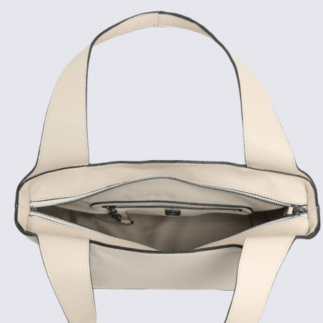 Sac porté épaule Etrier, Sac porté épaule ligne foudre large femme en cuir craie Sac porté épaule Etrier, Sac porté épaule ligne foudre large femme en cuir craie