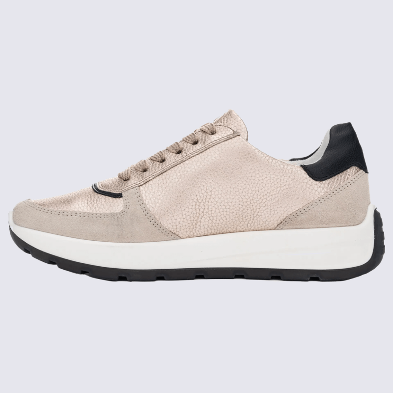 Baskets Ara, baskets élégantes et stylé pour femme en cuir velours New York coquille sable