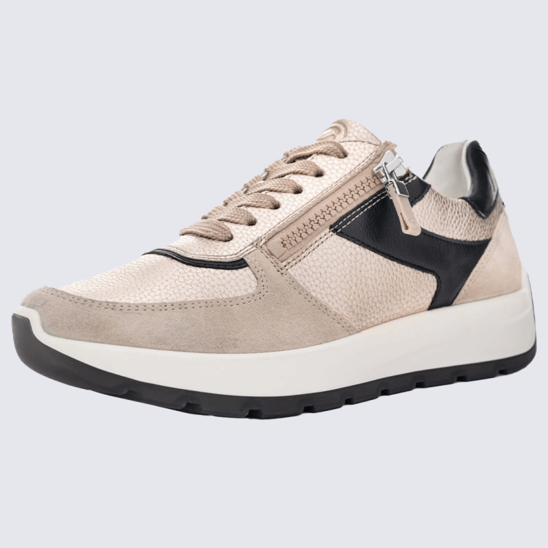 Baskets Ara, baskets élégantes et stylé pour femme en cuir velours New York coquille sable