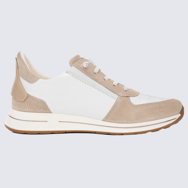 Baskets Ara, baskets easy2go confort pour femme en cuir velours New York coquille blanc