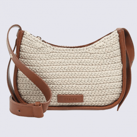 Sac à main Etrier, sac à main élégant femme en cuir et toile tressée de haute qualité beige camel Sac à main Etrier, sac à main élégant femme en cuir et toile tressée de haute qualité beige camel