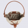 Sac seau Etrier, sac seau élégant femme en cuir et toile tressée de haute qualité beige camel Sac seau Etrier, sac seau élégant femme en cuir et toile tressée de haute qualité beige camel