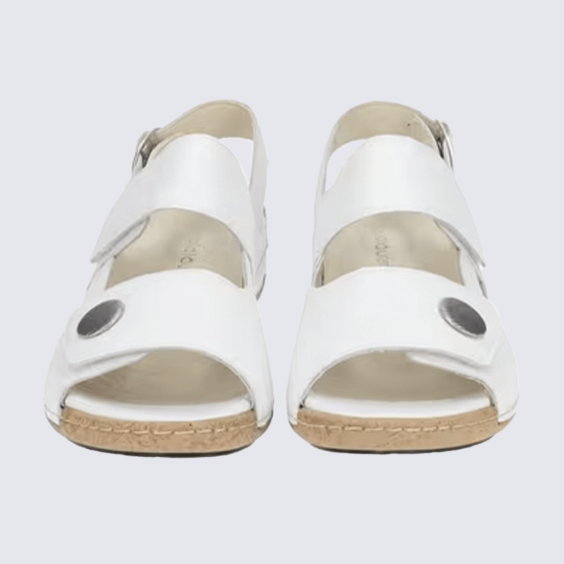 Sandales Waldlaufer, sandales à talons chic femme en cuir blanc
