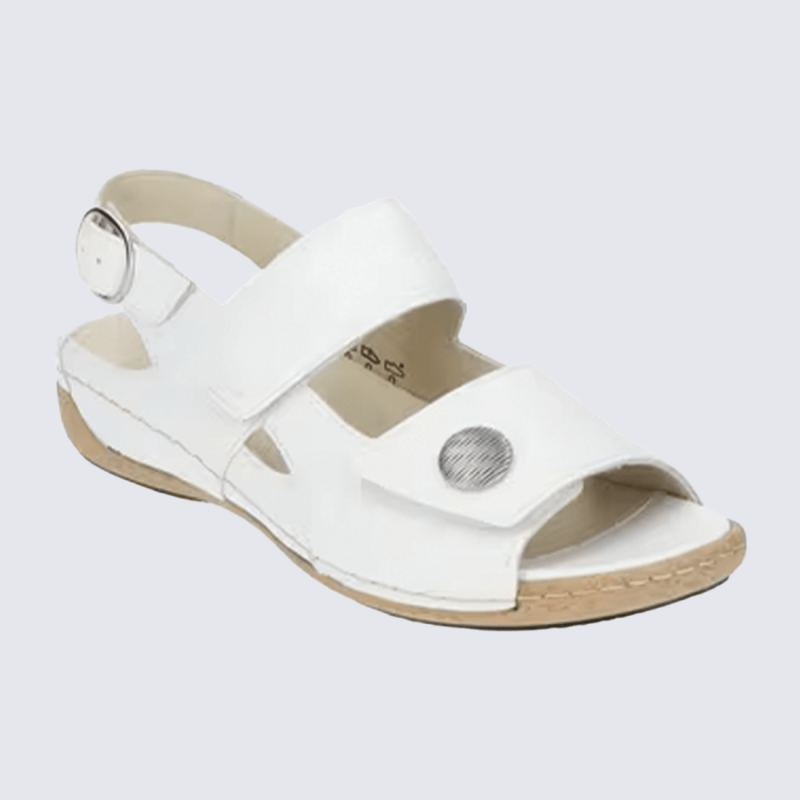 Sandales Waldlaufer, sandales à talons chic femme en cuir blanc