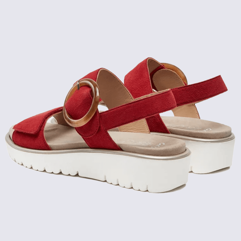 Sandales Ara, sandales compensées tendances femme en cuir rouge