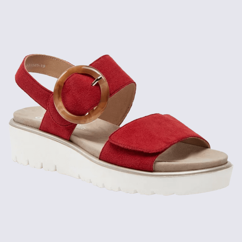 Sandales Ara, sandales compensées tendances femme en cuir rouge
