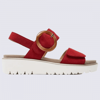 Sandales Ara, sandales compensées tendances femme en cuir rouge