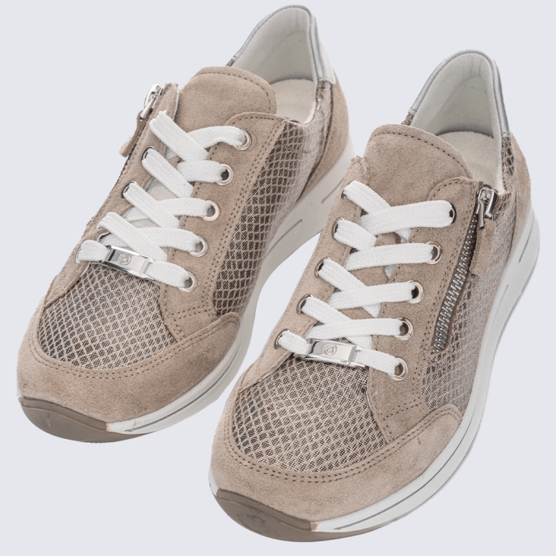 Baskets Ara, baskets Osaka motif maille pour femme en cuir cachemire