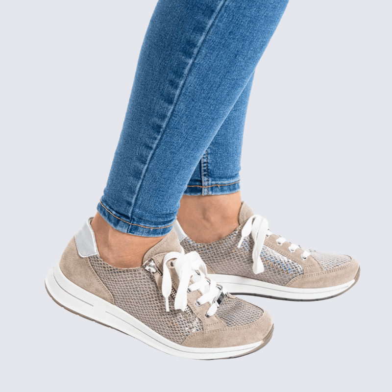 Baskets Ara, baskets Osaka motif maille pour femme en cuir cachemire