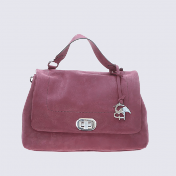 Sac a main Charlotte, sac a main moderne et chic femme en cuir nubuck rubis