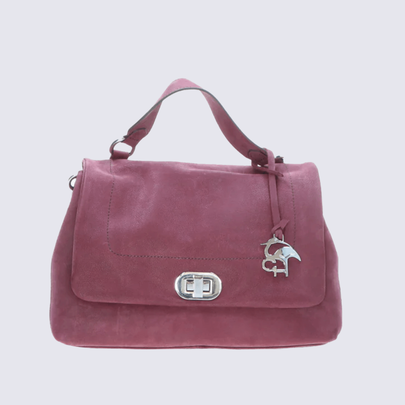 Sac a main Charlotte, sac a main moderne et chic femme en cuir nubuck rubis